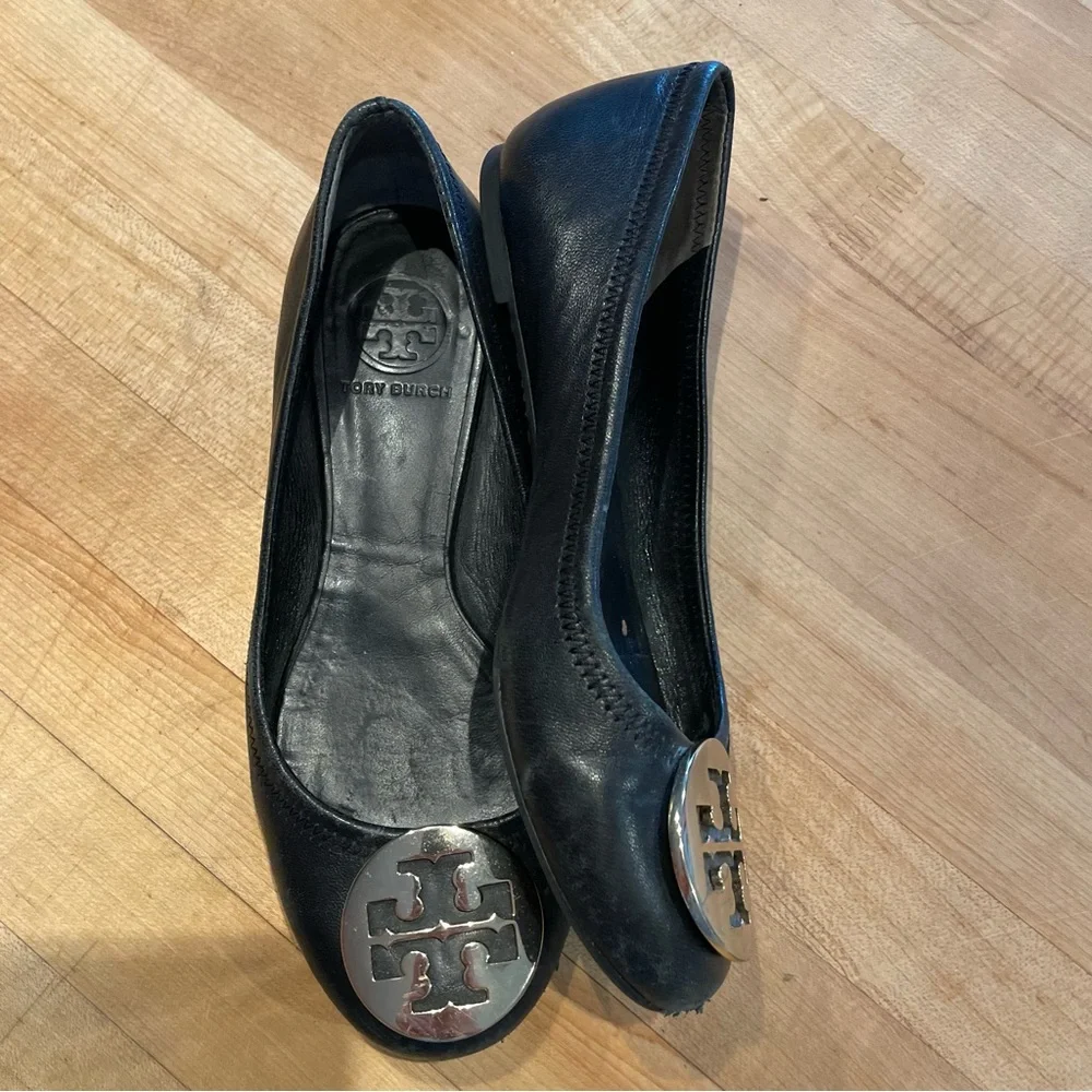 Tory Burch Flats Women's Size 6M Black Leather - Picture 9 of 12
